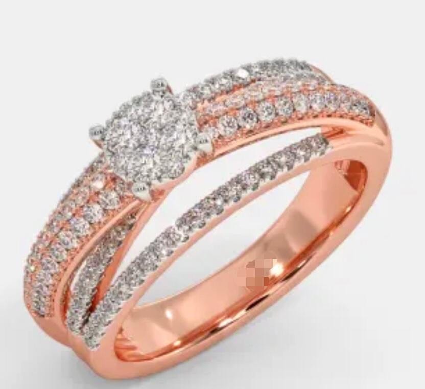 Ready to Ship - Ring Size 21, Platinum & Rose Gold Single Diamond Ring